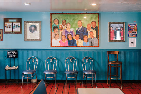 The interior of Bertha's Kitchen restaurant in Charleston, South Carolina