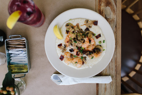 A plate of shrimp and grits at Hominy Grill in Charleston, South Carolina