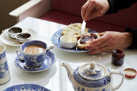 Tea and scones at Charles Rennie Mackintosh's Willow Tea Rooms in Glasgow, Scotland