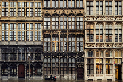 The facades of historical buildings in Grote Markt square in Antwerp, Belgium