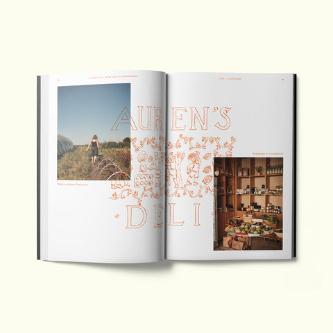 An interior spread of Fare magazine's Copenhagen, Denmark city guide, featuring photographs of Auren's Deli