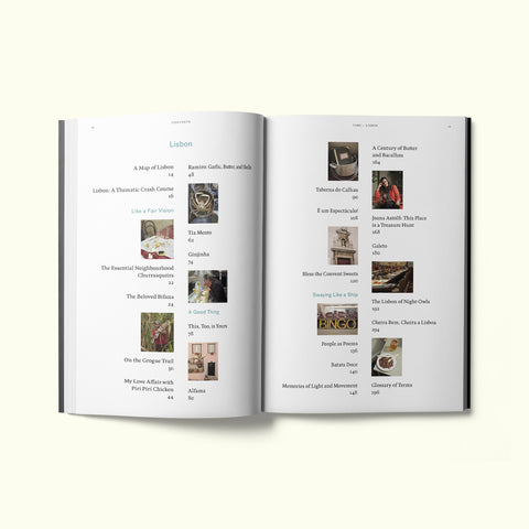 Table of contents for Fare magazine's Lisbon, Portugal city guide