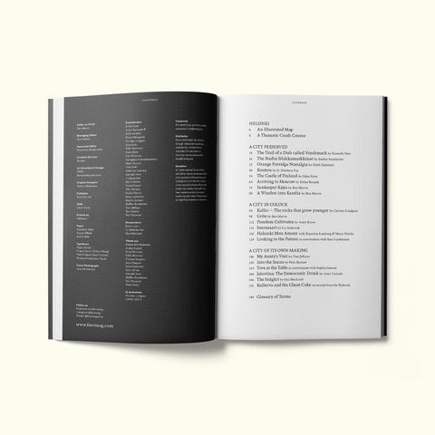 Table of contents for Fare magazine's Helsinki city guide