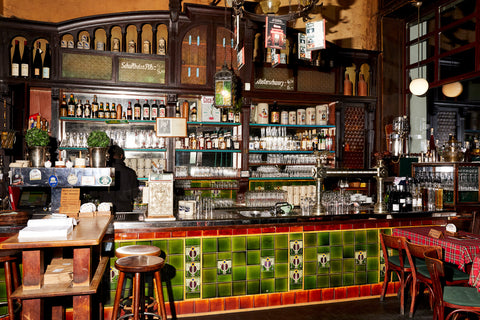 The wood panelled bar at Die Henne in Berlin, by Sam A. Harris, from Fare's magazine, Gut Geist: The Berlin Issue