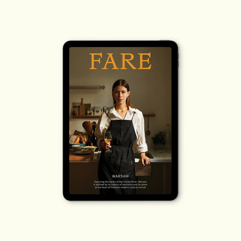 The digital cover of Fare magazine's Warsaw, Poland city guide